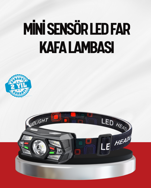 ASTRALTECH Sensörlü LED Kafa Lambası Kırmızı Beyaz Işık Ayarlanabilir
