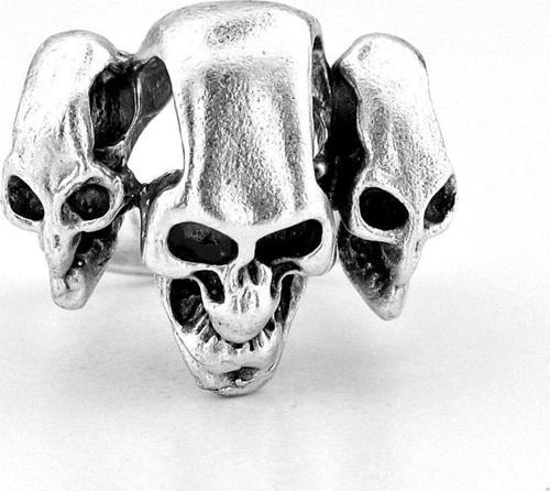 Üçlü Kurukafa Diablo Pirinç Ayarlanabilir Erkek Yüzük RG034