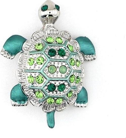 Kaplumbağa Nil Yeşili Zirkon Taşlı Metal Rozet Broş RZ152