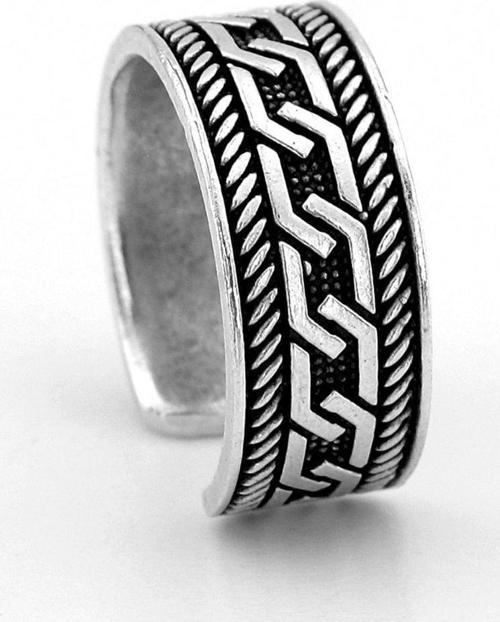 Zincir Halat Desenli Pirinç Ayarlanabilir Erkek Yüzük RG052