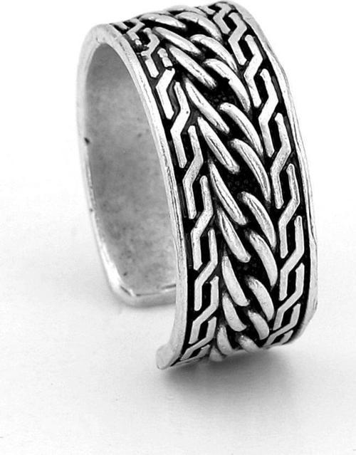 Zincir Örgü Desenli Pirinç Ayarlanabilir Erkek Yüzük RG043