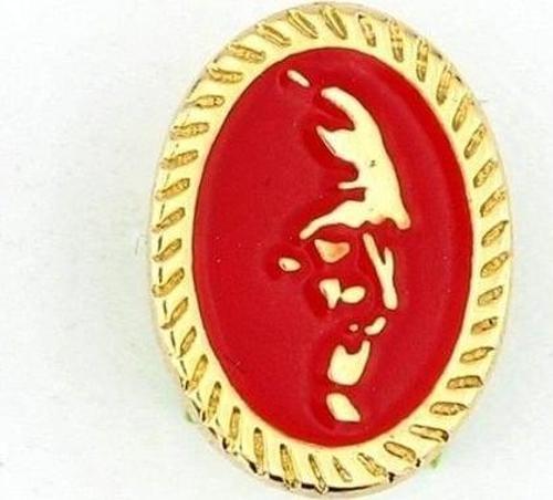 Kırmızı Atatürk Silüeti Sarı Metal Pin Rozet RZ163