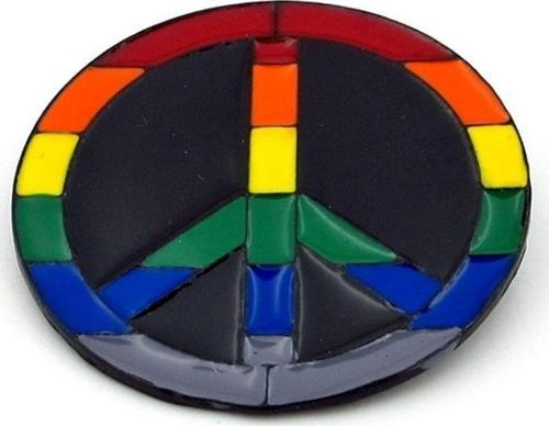 Renkli Barış Simgesi Peace Yaka Çanta Süsü Rozet Pin RZ136