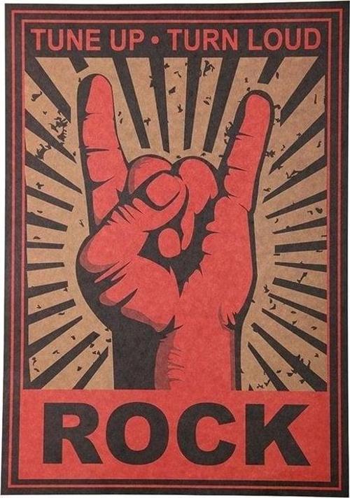 ROCK AND ROLL TUNE UP TURN LOUD RETRO POSTER AF025
