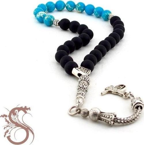 VARİSİT VE MAT SİYAH ONİKS TAŞ TESBİH TS557