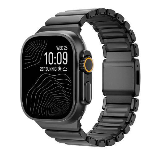 Apple Watch 7 45mm Çift Bileşenli Endüstriyel Metal Kaplama Termo-Silikon Fusion Serisi Kordon