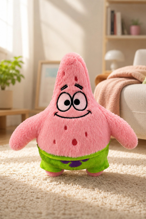 Tigoes T-Plush Patrick Star Peluş Oyuncak - 25 cm Sünger Bob Karakteri Yumuşak Figür