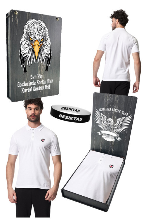 ORJİNAL LİSANSLI BEYAZ POLO T-SHİRT UV KUTU ve BİLEKLİK HEDİYELİ