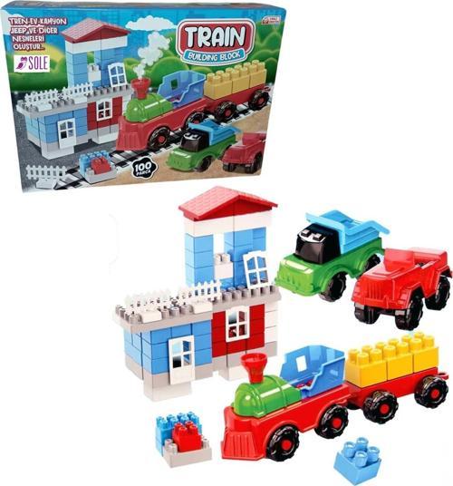 100 Parçalı, Tren Garı- Ev- Kamyon- Jeep ve Fazlası için Block Yapı Seti