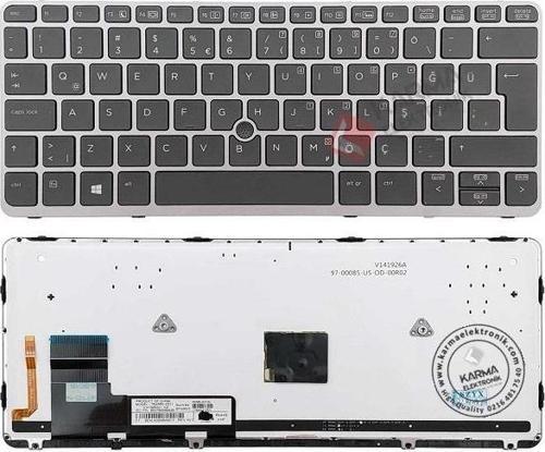 HP EliteBook 720 G1/720 G2/725 G1/725 G2 828 G1 G2 820 G1/820 G2 Klavye Siyah TR - Işıklı (Gri Çerçeveli) 762585-141