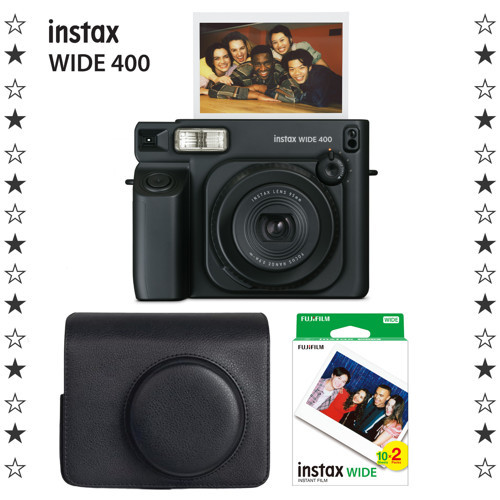 Wide 400 Jet Black Fotoğraf Makinesi Deri Çanta ve 20'li Film Hediye Seti