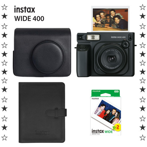 Wide 400 Jet Black Fotoğraf Makinesi Deri Çanta Albüm ve 20'li Film Hediye Seti