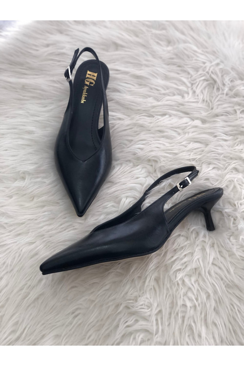 Jasmy Siyah 4 Cm Kısa Topuk Stiletto