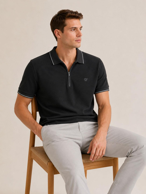 Gewer Slim Fit Erkek Polo Yaka Fermuarlı Tişört 7687