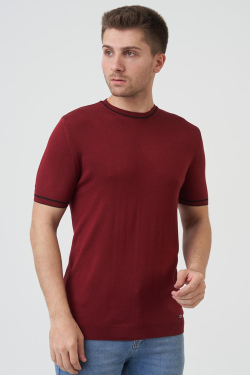 Seattle 16024 Slim Fit Sıfır Yaka T-Shirt Bordo