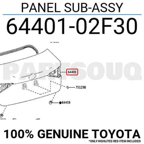 Bagaj Kapağı Corolla 19-2023 Sedan (Oem No:6440102F30)