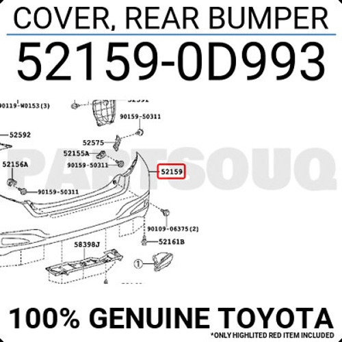 Toyota Yaris Arka Tampon Reflektör Delıklı 2011- (Oem No: 521590D993)