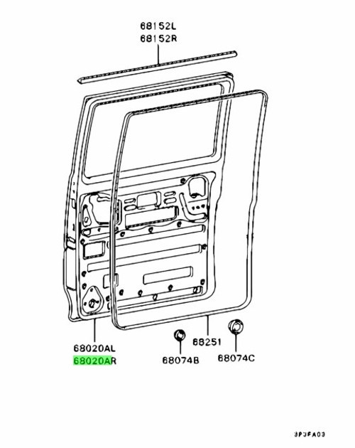 Kapı L300 Orta Camlı Sağ (Oem No:Mb506788)