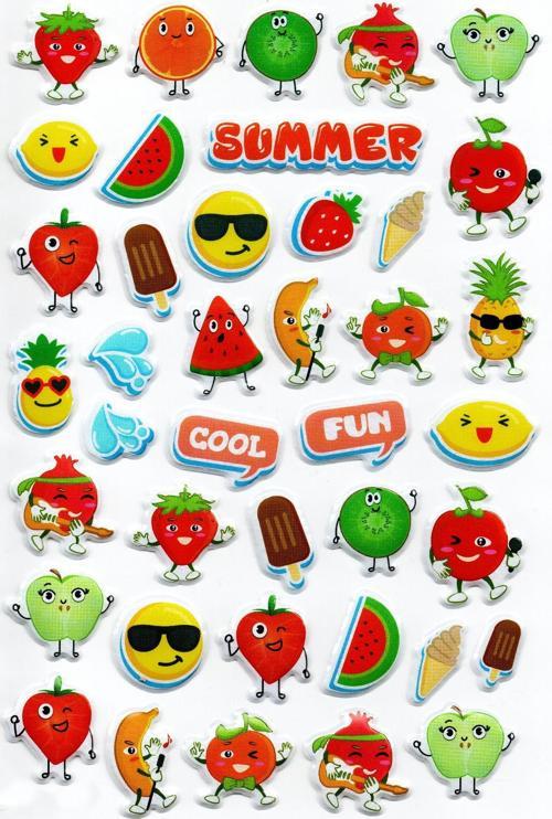 Sticker Kabartmalı A4 Boyutunda Stiker Defter, Planlayıcı Etiket, -(lim102) - Summer Yaz Meyveleri