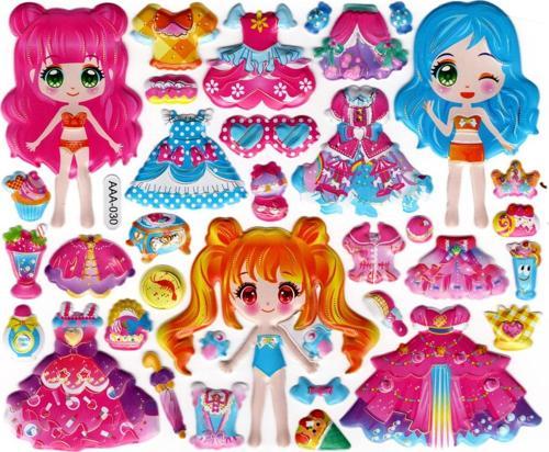 Sticker Kabartmalı Stiker Defter, Planlayıcı Etiket (AAA-030) -17X9 cm - Mini Kız Giydirme Parti