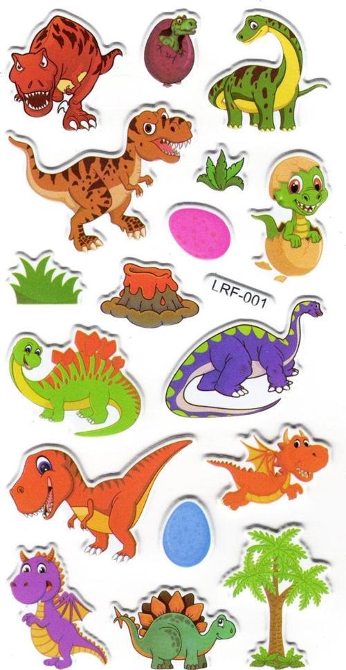 Sticker Kabartmalı Stiker Defter, Planlayıcı Etiket (lrf-001) - 17X9 cm - Dinazor, Bebek Dinozor