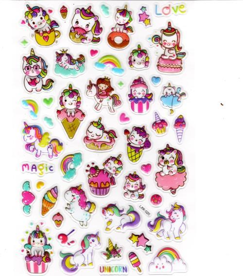 Sticker Kabartmalı Stiker Defter, Planlayıcı Etiket (lxk-020) - 22X14 cm - Eğlenceli Sevimli Unicornlar