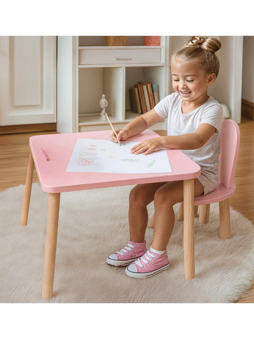 Pembe Naturel 1 Sandalyeli Set - Standart