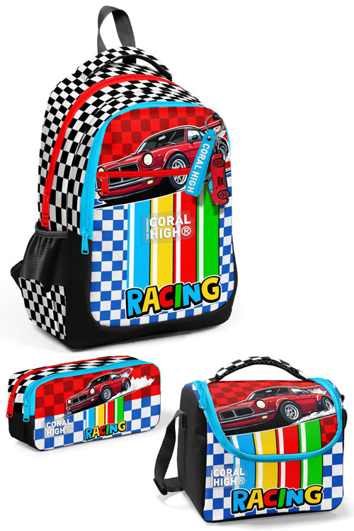 Kids Kırmızı Araba Desenli 3’lü Okul Çanta Seti SET0133257