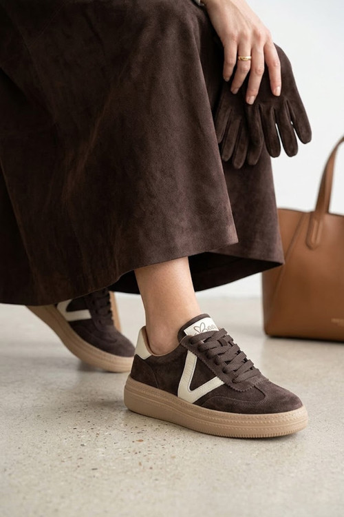 26BY227.170 Kadın Hakiki Deri Klasik Sneaker Kahverengi