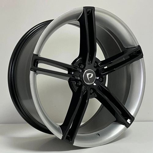 8.5X19 BKYS-1178 5X112 ET35 66.5 BLACK SPOKES + SILVER STRIP XL