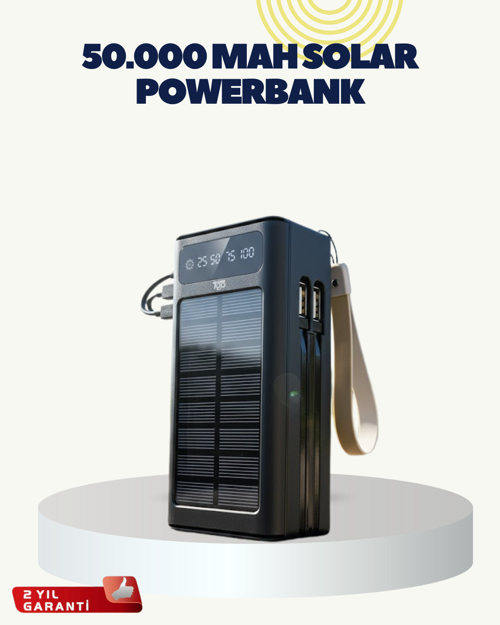 ASTRALTECH LED Aydınlatmalı Güneş Panelli Powerbank Seyahat ve Kamp İçin