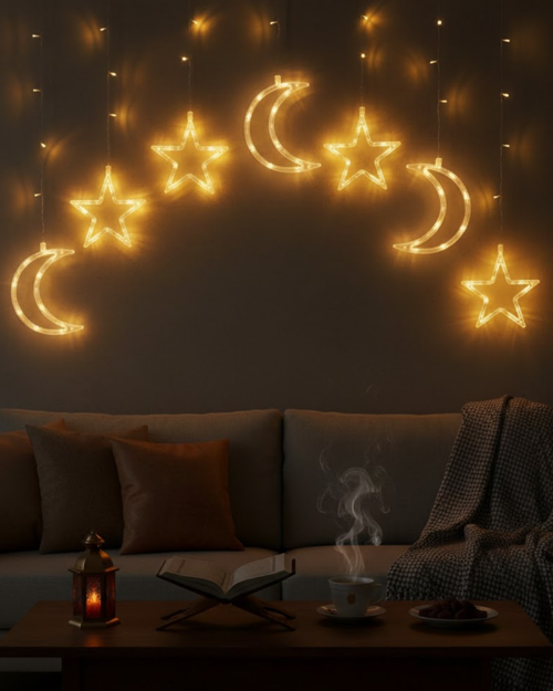ASTRALTECH Büyük Ay Yıldız Ramazan Led Işık Dekoratif Işıklı Süs
