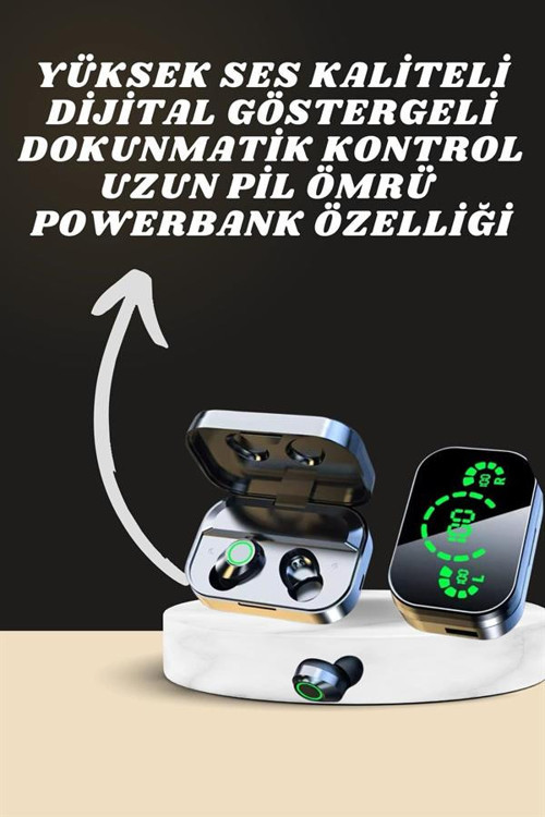 ASTRALTECH 7 Kordonlu Akıllı Saat Ve Aynalı Bluetooth Kulaklık Powerbank Dijital Göstergeli