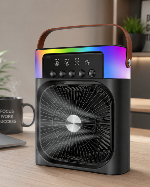 ASTRALTECH Taşınabilir Sprey Fan RGB Işıklı Mini Klima Soğutucu Nemlendirici USB Şarjlı