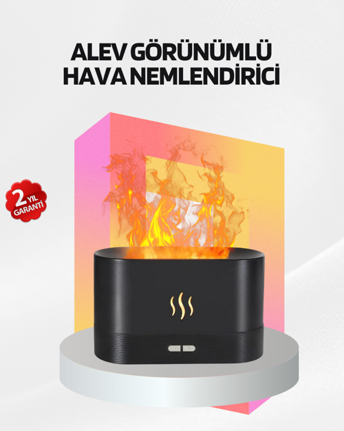 ASTRALTECH Alev Görünümlü Hava Nemlendirici Kumandalı LED Işıklı Aromatik Difüzör