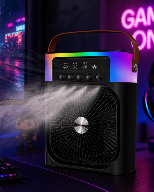 ASTRALTECH Taşınabilir Mini Klima Nemlendirici Fan RGB Led Aydınlatmalı USB Fan