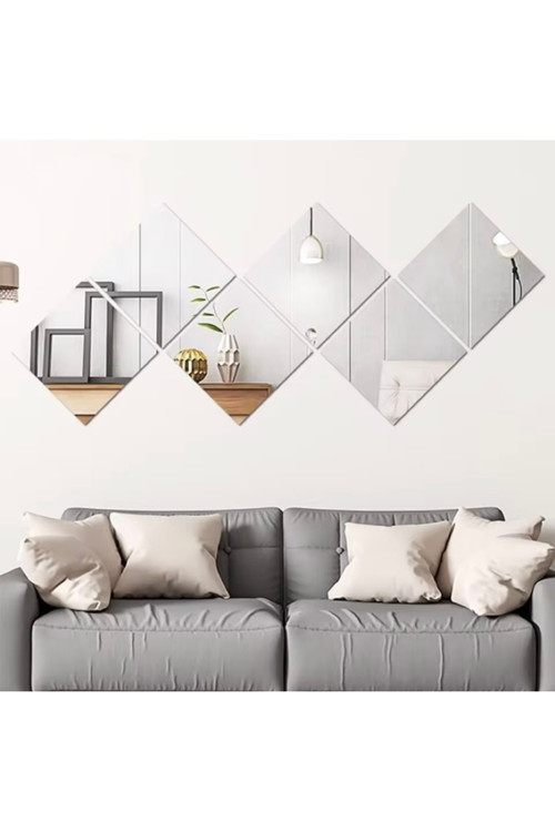 Dekoratif Pleksi Ayna Kendinden Yapışkanlı Kare (gümüş ) 20x20 4 Adet