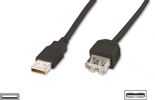USB 2.0 Uzatma Kablosu, USB A, Erkek - USB A Dişi, AWG 28, 5 metre, USB 2.0 uyumlu, UL, siyah renk