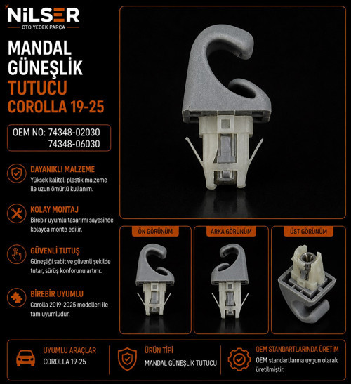 Corolla Güneşlik Tutucu Mandal 2019-2025