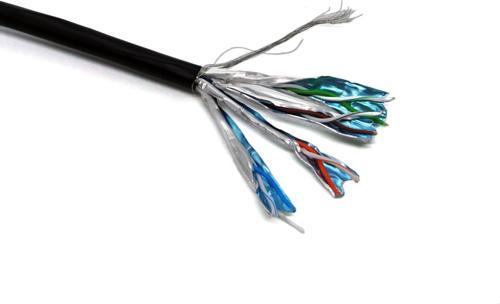 Category 7 (Cat. 7) S/FTP AWG23 Saf Bakır PE Dış Mekan Data Kablosu,  500 metre makara, siyah r