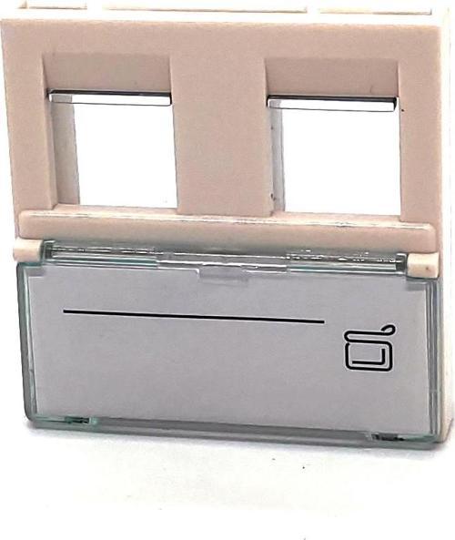 Keystone Jack (RJ11&amp;RJ45) Takmak İçin Fransız Tipi 2’li Priz (45/45 mm), Şeffaf Etiket Alan
