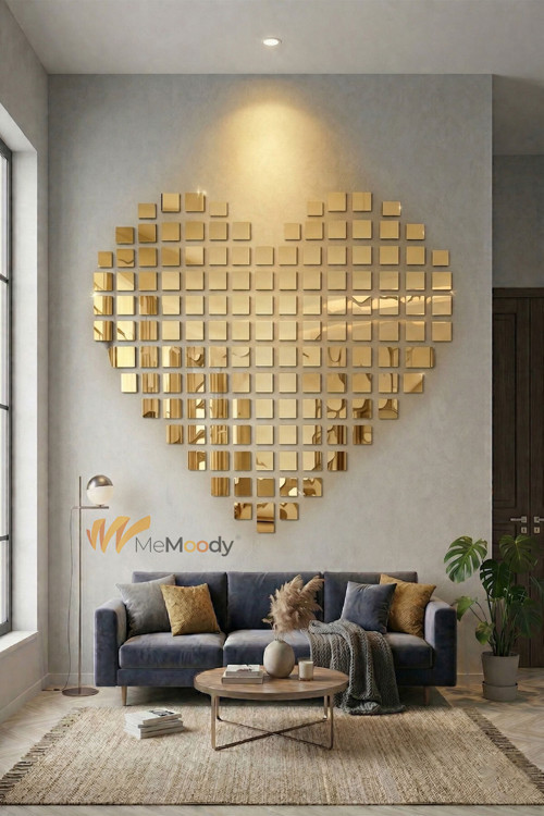 Dekoratif Yapışkanlı Kare Gold Pleksi Ayna 10 Adet 10X10Cm