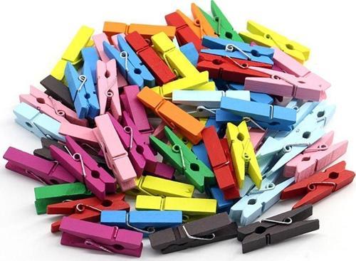 100 Lü Renkli Ahşap Mandal 2.5 Cm 12 Li Paket 1200 Adet