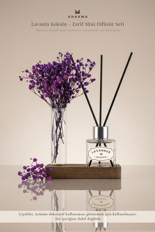 Bambu Çubuklu Zarif Mini Oda Kokusu Seti 50 Ml | Lavanta Kokulu Dekoratif Reed Diffuser Set