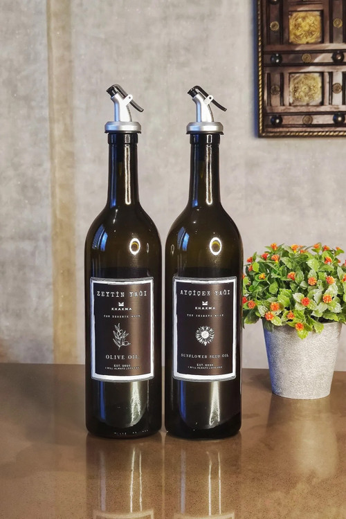 Amber 2'Li 750 Ml Zeytinyağı Sıvıyağ Şişesi Yağdanlık Yağlık 750 Ss Za