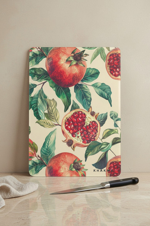 Cam Kesme Tahtası – 25X35 Cm | Nar Desenli | Temperli Cam