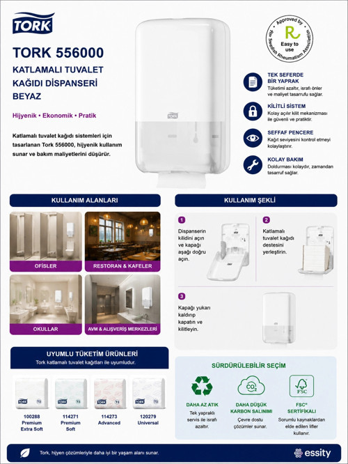 556000 Katlamalı Tuvalet Kağıdı Dispanseri Beyaz