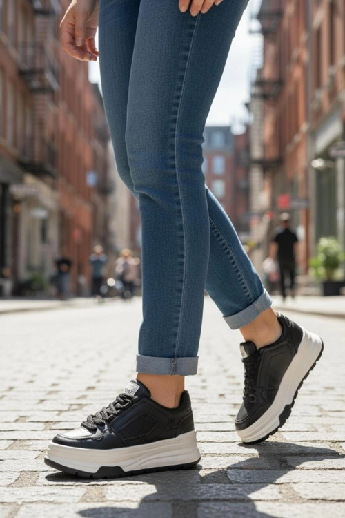 Ropee Street Style Yüksek Taban Siyah Kadın Sneaker