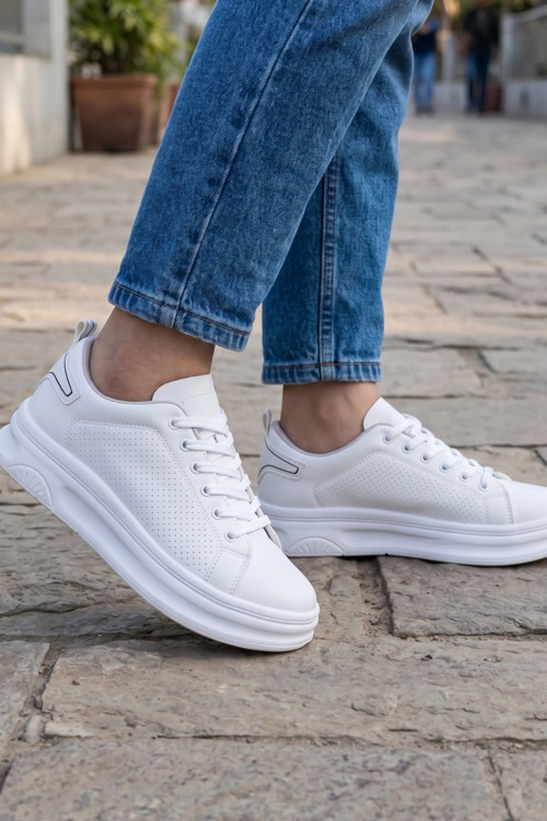 McQueen Unısex Beyaz Günlük Spor Ayakkabı - Yüksek Tabanlı Comfort Sneaker