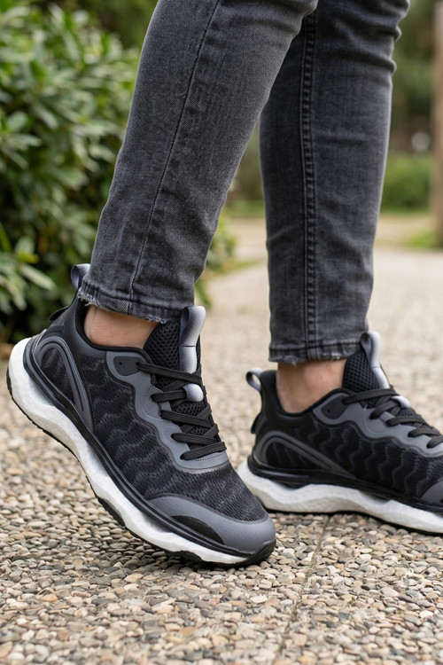 Stealth-Knit Runner Siyah-Gri Erkek Spor Ayakkabı